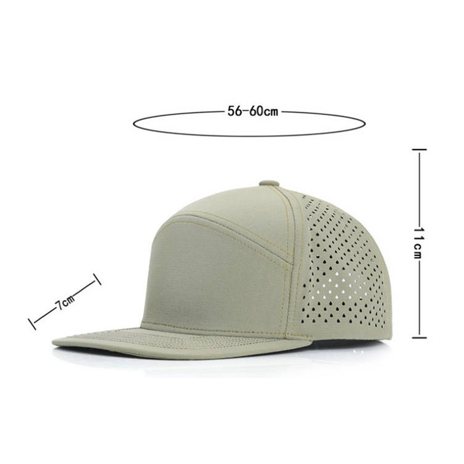 thumbnail image 3 of Gorra de béisbol de visera plana para hombre - Gorra ajustable con cierre a presión - Diseño perforado transpirable, talla única para circunferencias de cabeza de 57-60 cm, 3 of 8